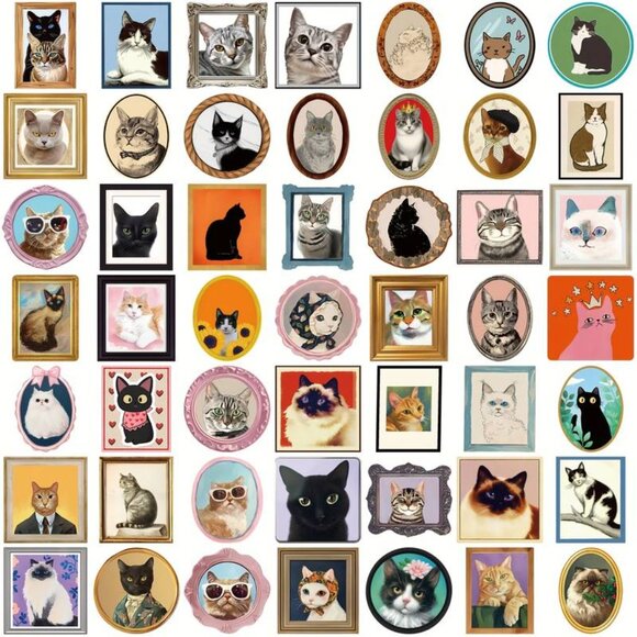 Kitty Cats‎ in Vintage Frames Stickers (25 Piece) SO SO SO CUTE! - Picture 2 of 5